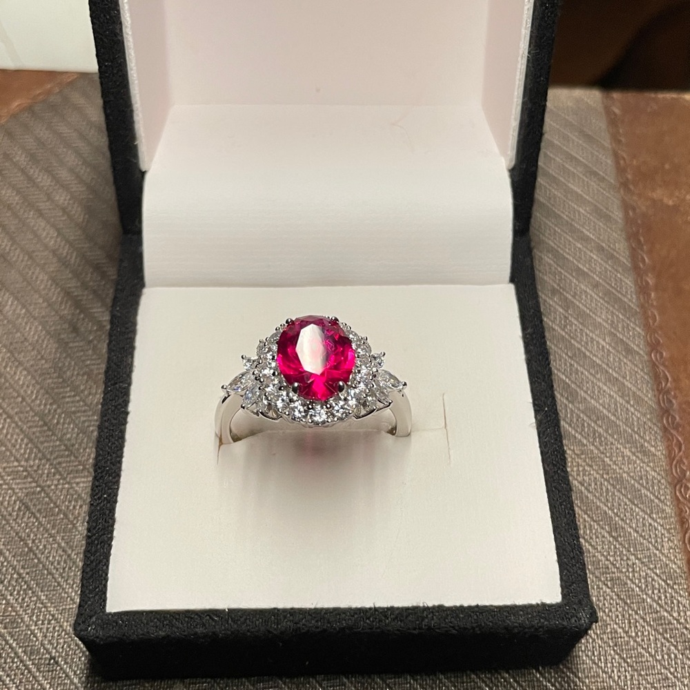 Lab Created Ruby And White Cubic Zirconia Rhodium… - image 5